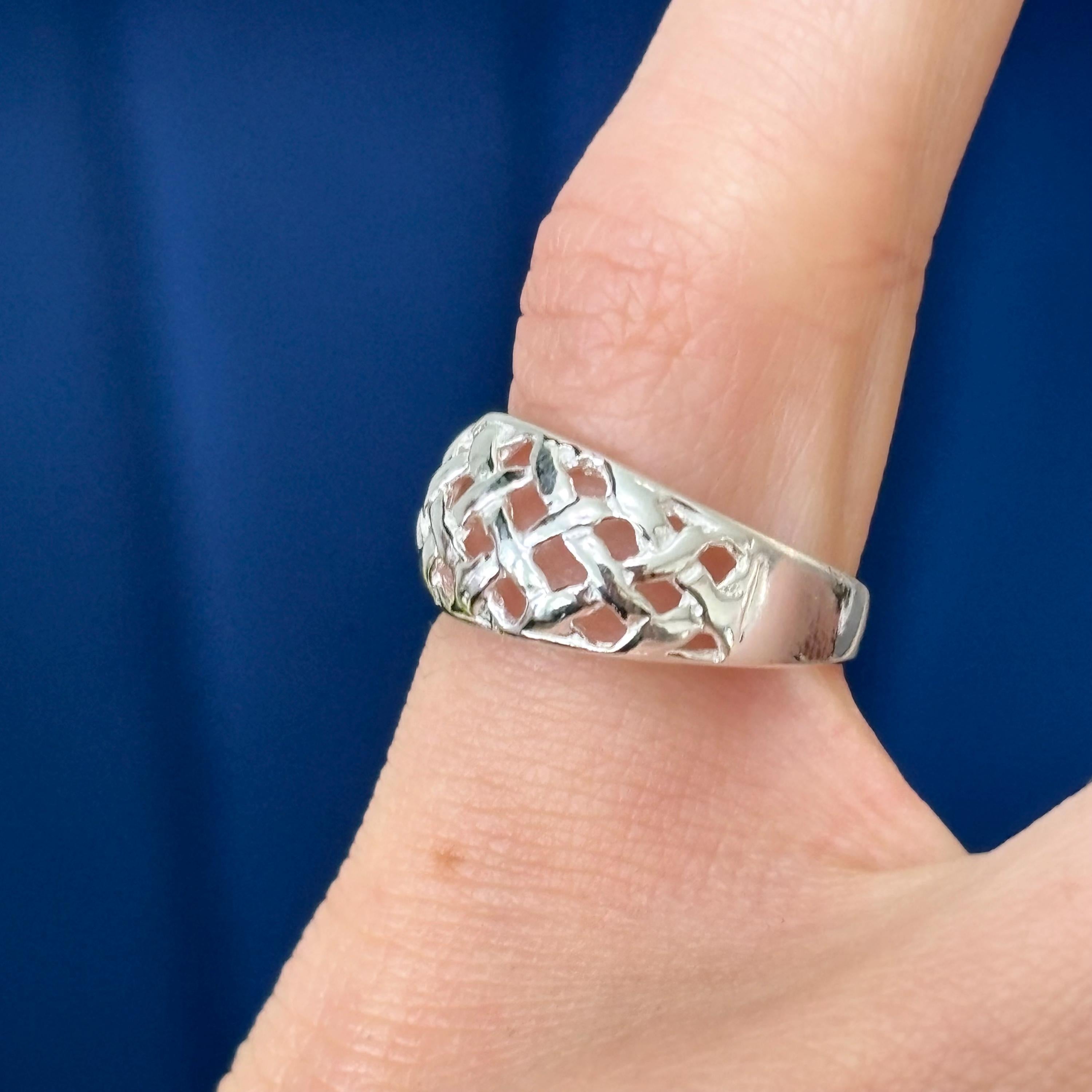 Sterling Silver Lattice Weave Open-design Toe Ring