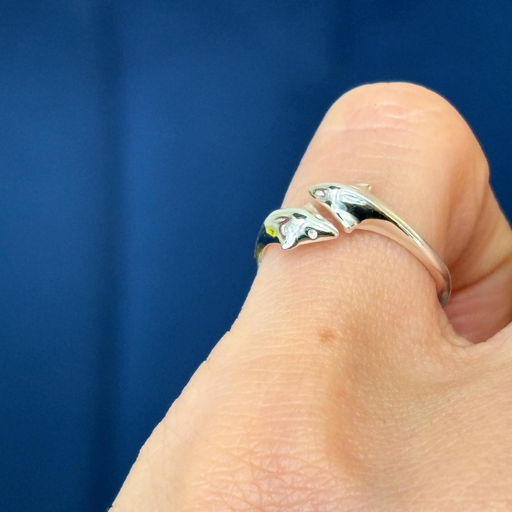 Sterling Silver Two Dolphins Toe Ring
