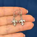 14K White Gold Fleur-de-Lis Dangle Earrings