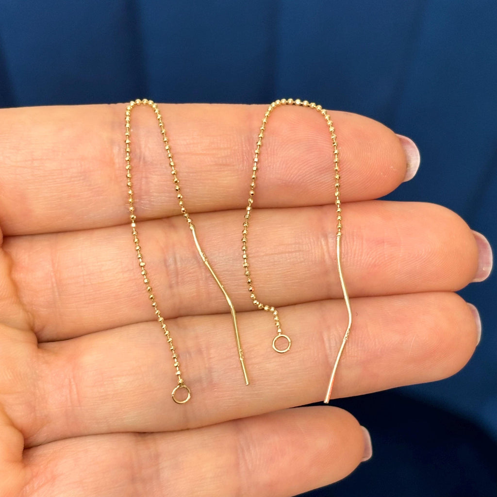 14k Pair of Threader Earring Wire Components with Open Ring to Add Charm