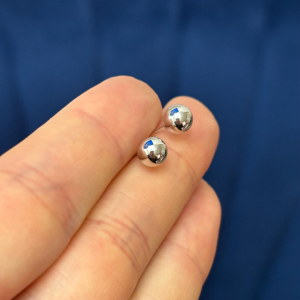 14k White Gold 6mm Ball Post Earrings
