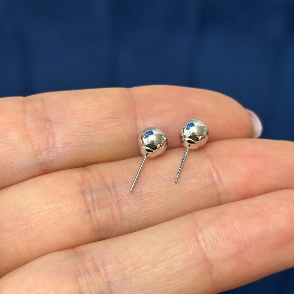 14k White Gold 6mm Ball Post Earrings