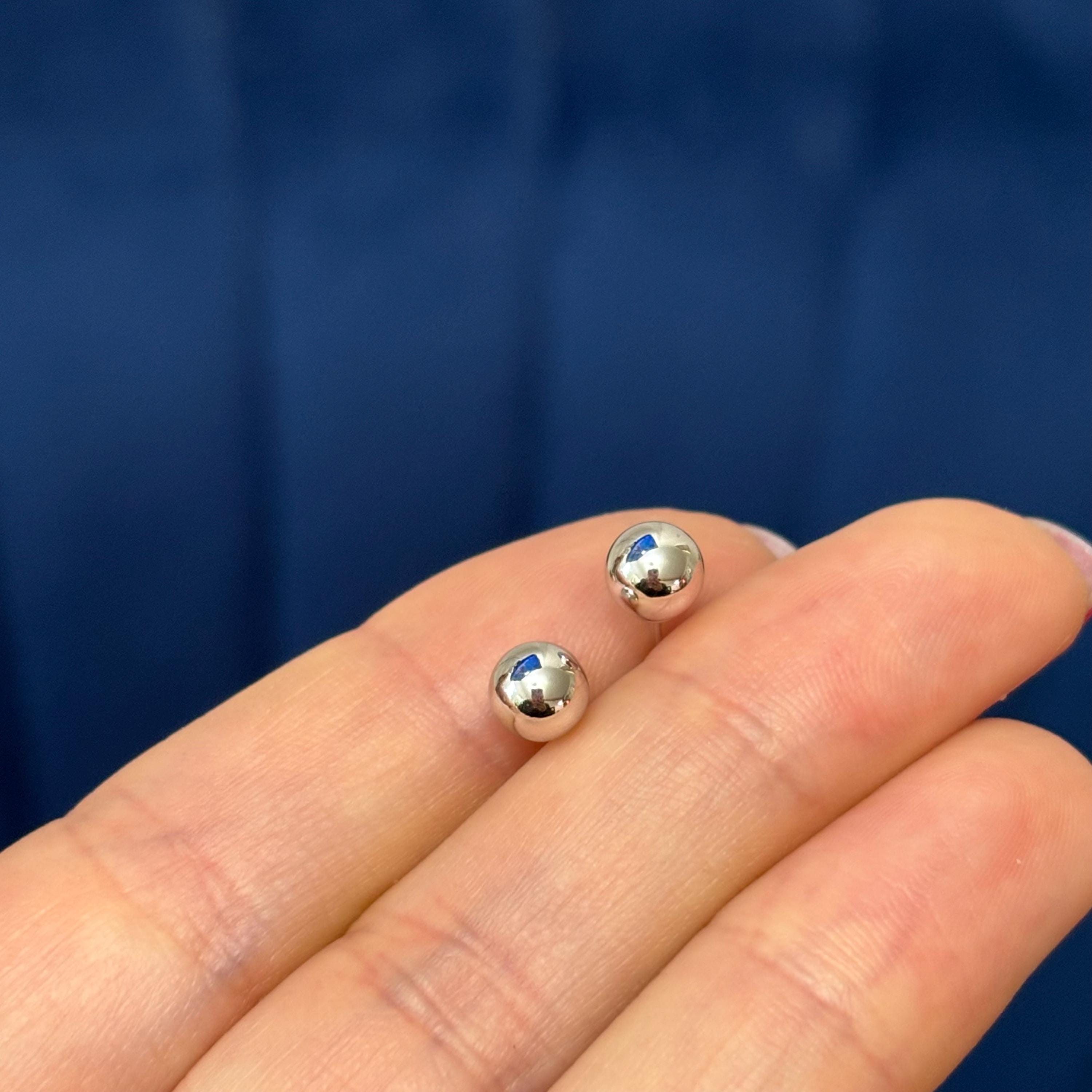 14k White Gold 6mm Ball Post Earrings