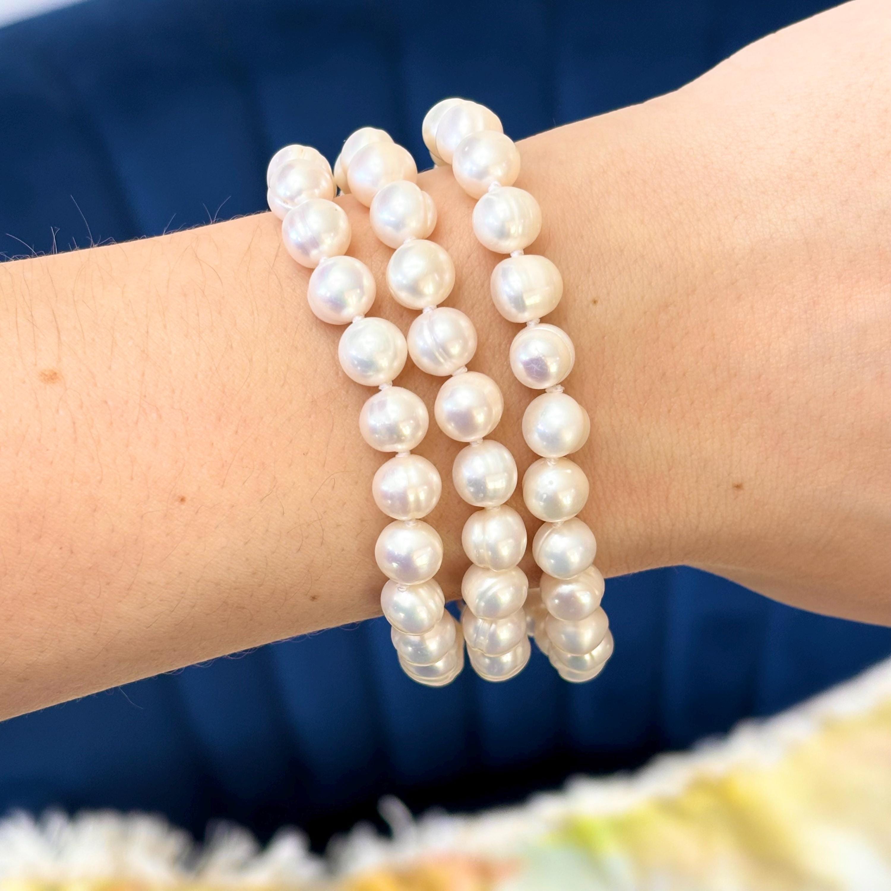 Triple Strand Cultured White Freshwater Pearl Bracelet
