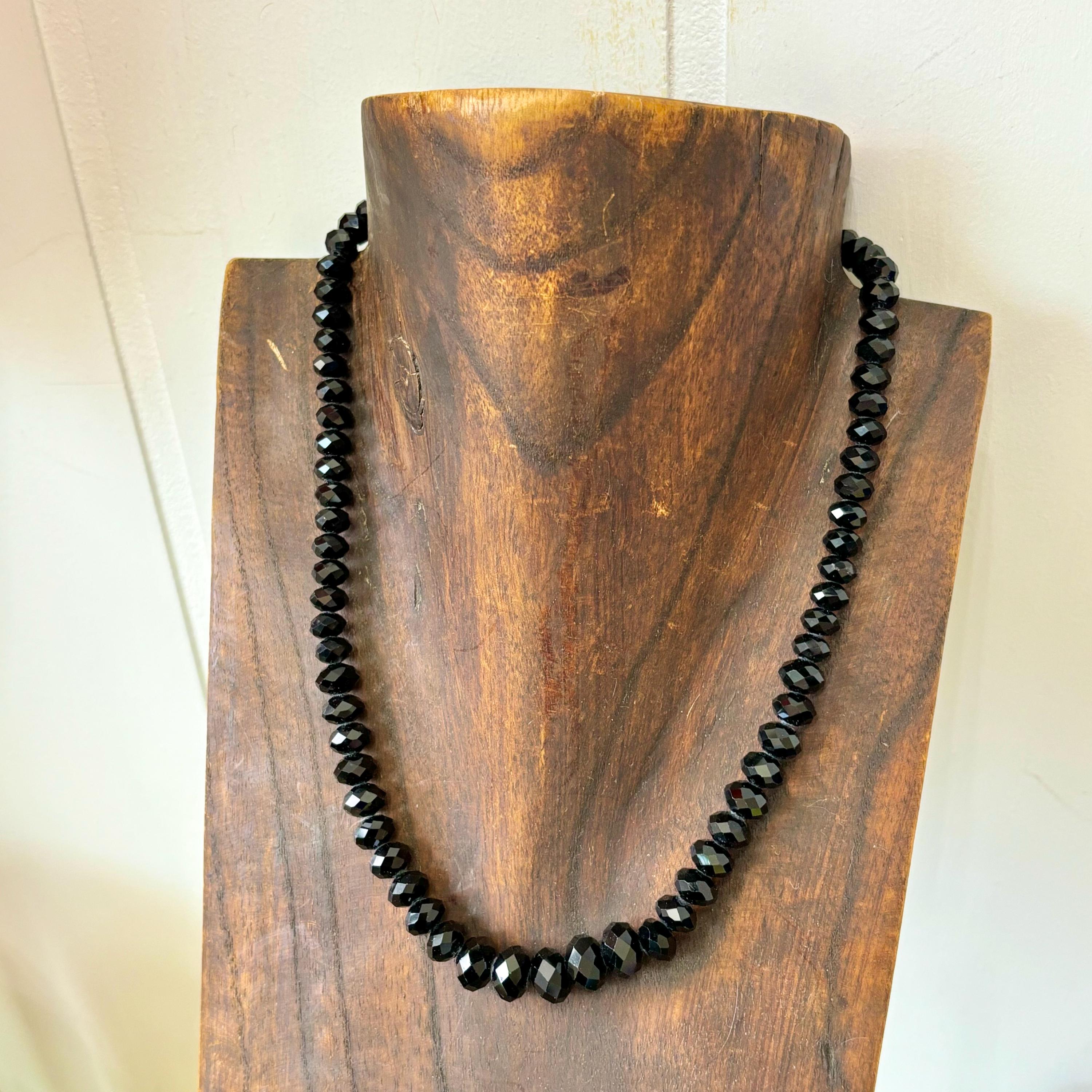 Black Luxury-cut Faceted Crystal Necklace 16”
