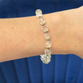 Silver-tone Clear Crystal Bead Slip-on Stretch Fashion Bracelet