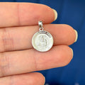 14K White Gold Guardian Angel Round Medal