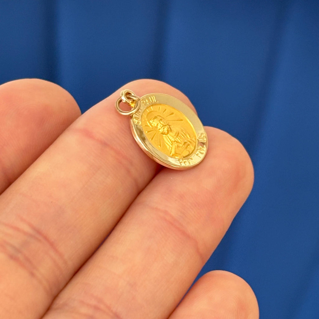 14k Gold St Paul Round Medal Pendant