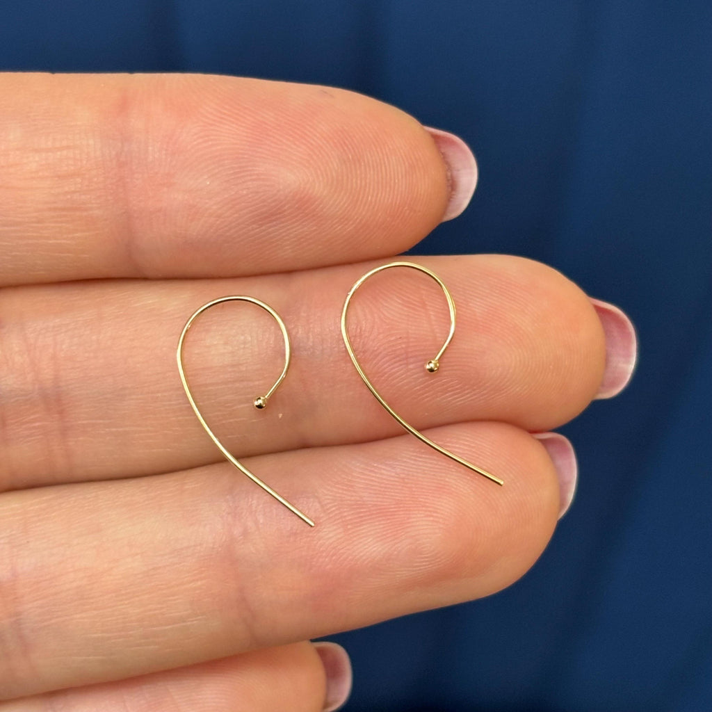 14k Yellow Gold Curved Ear Wires with Ball End