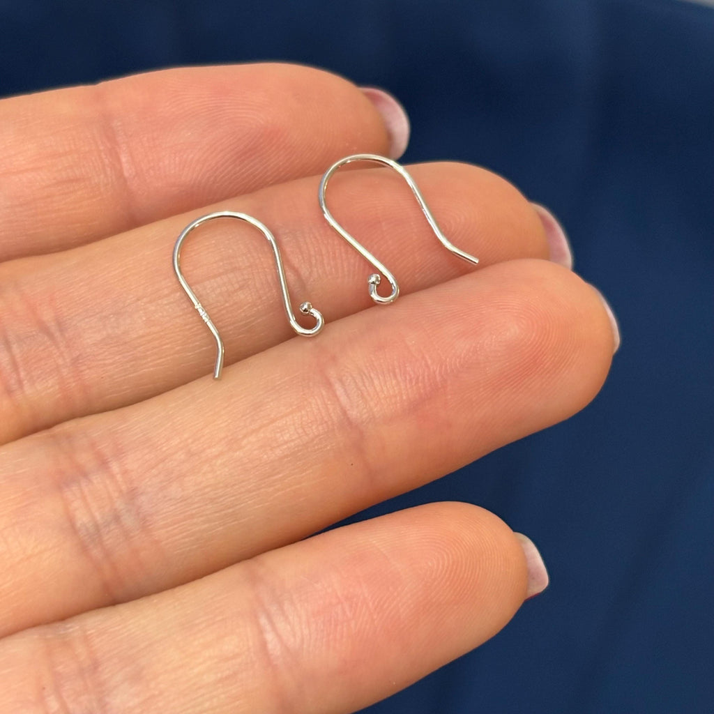 14k White Gold Pair of French Wire Earring Top With Ball End