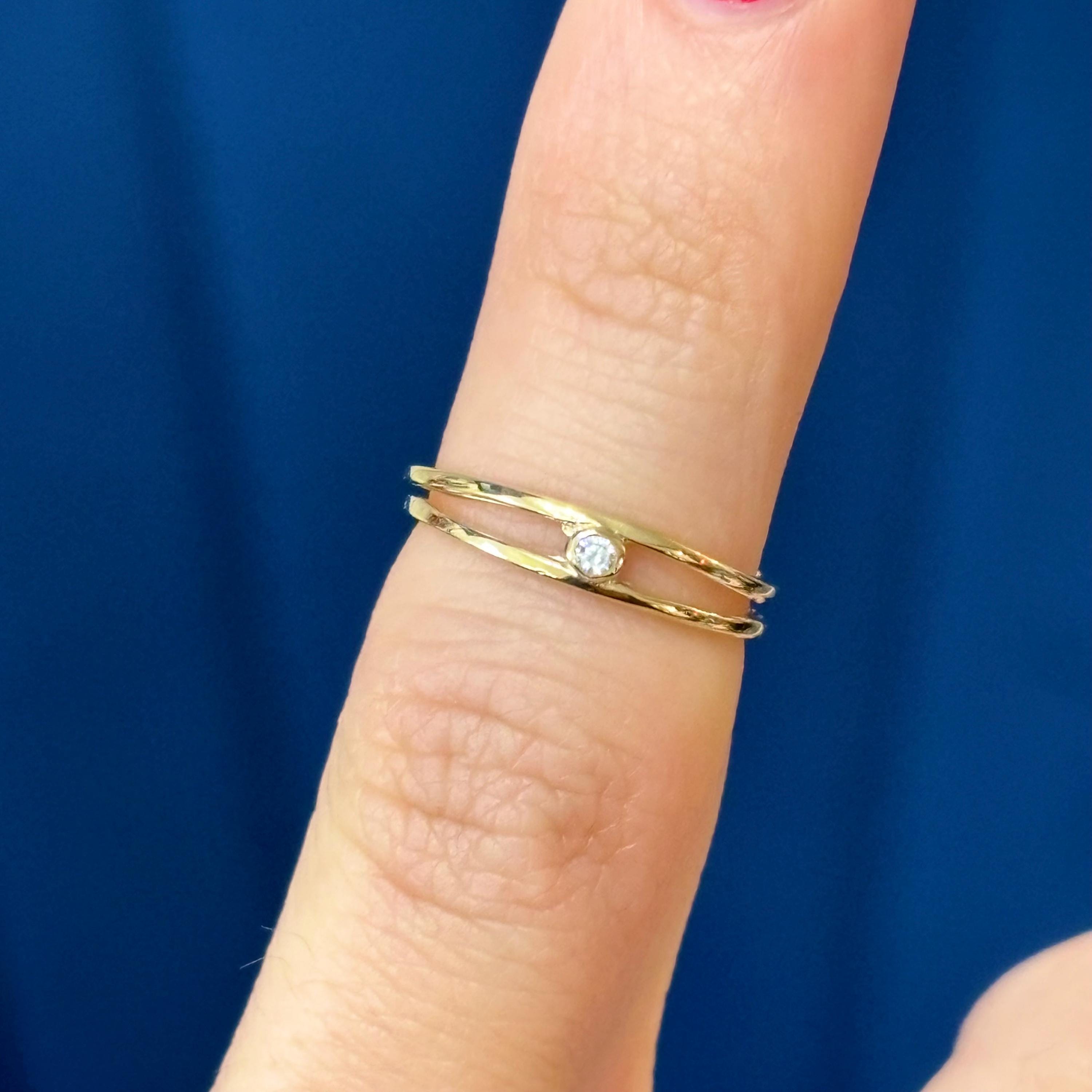 10k Gold Polished Double Band Cubic Zirconia CZ Toe Ring