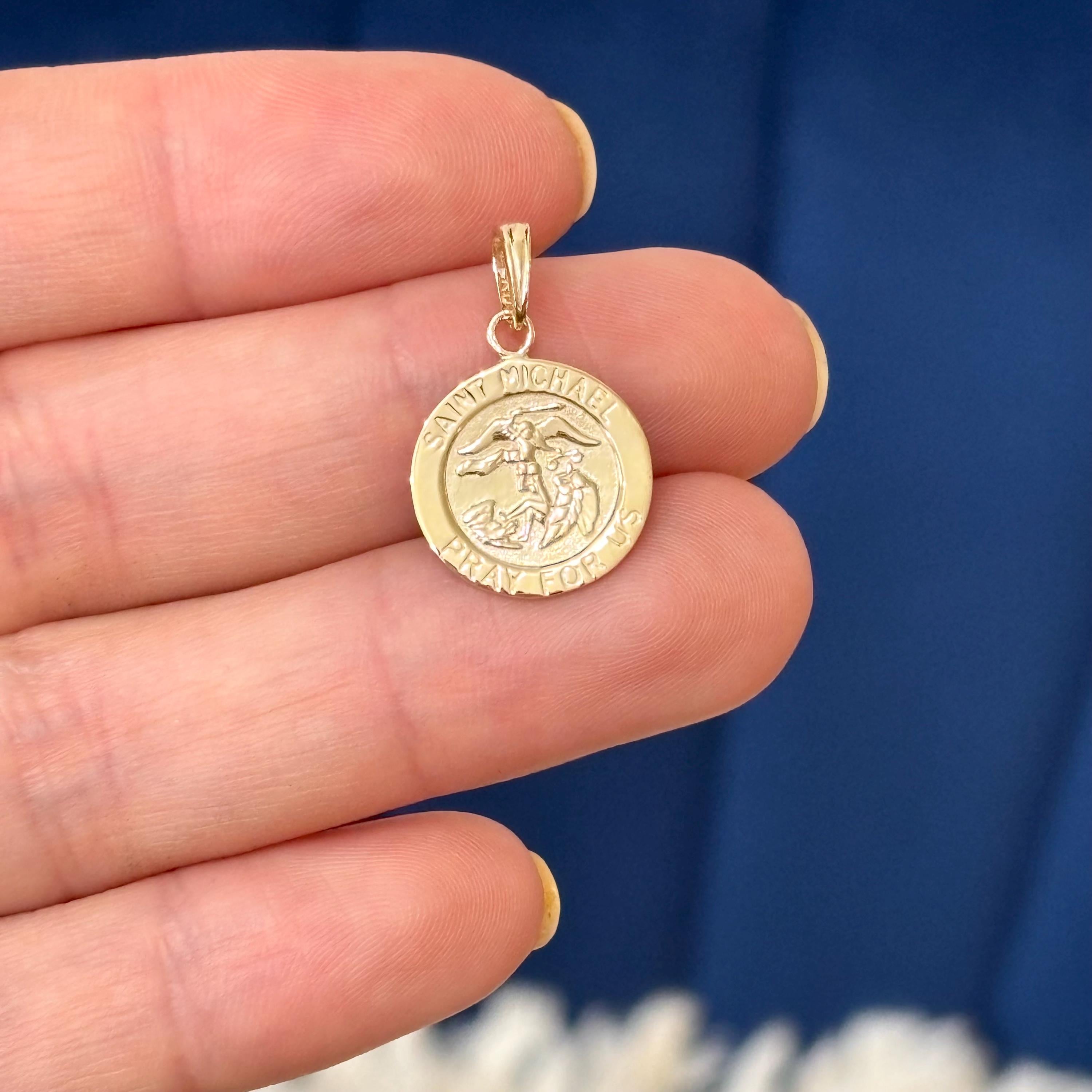 14k Gold St Michael Medal Pendant