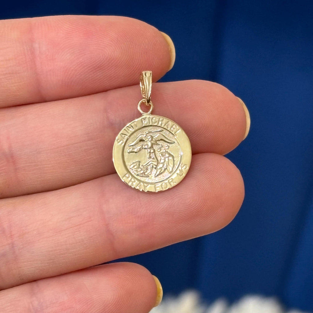 14k Gold St Michael Medal Pendant