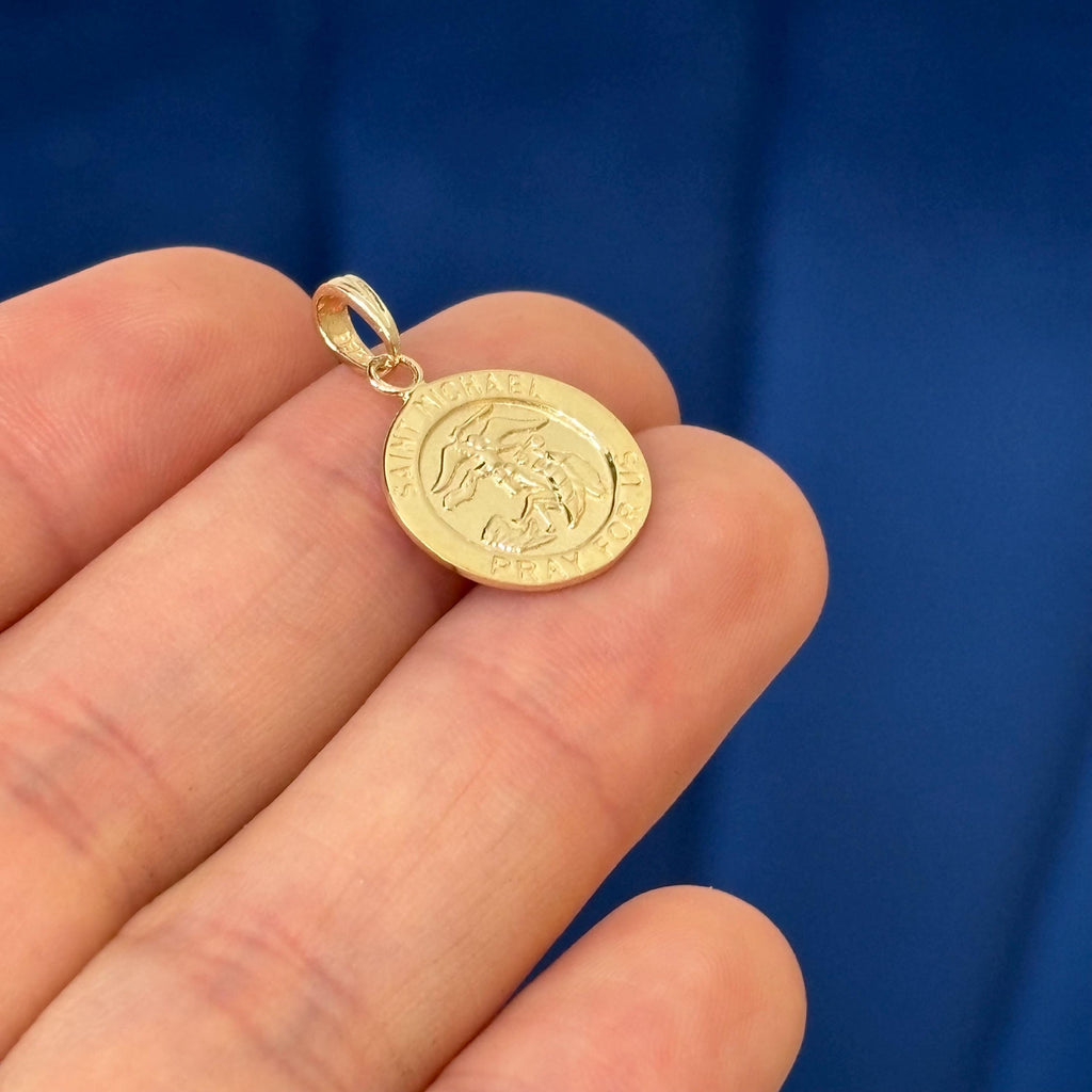 10K Gold St Michael Medal Pendant Police Protect
