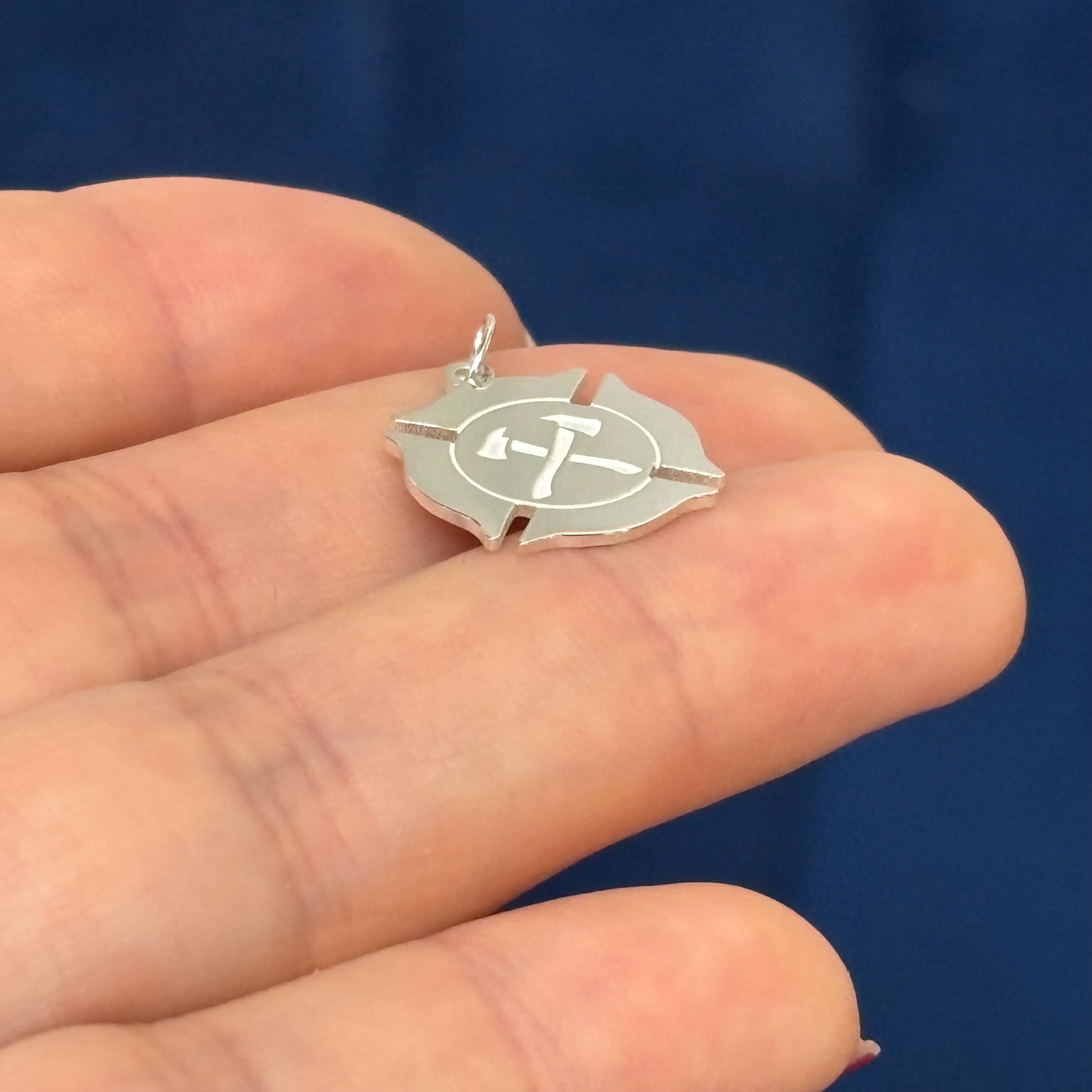 Sterling Silver Fireman Shield Engravable Pendant