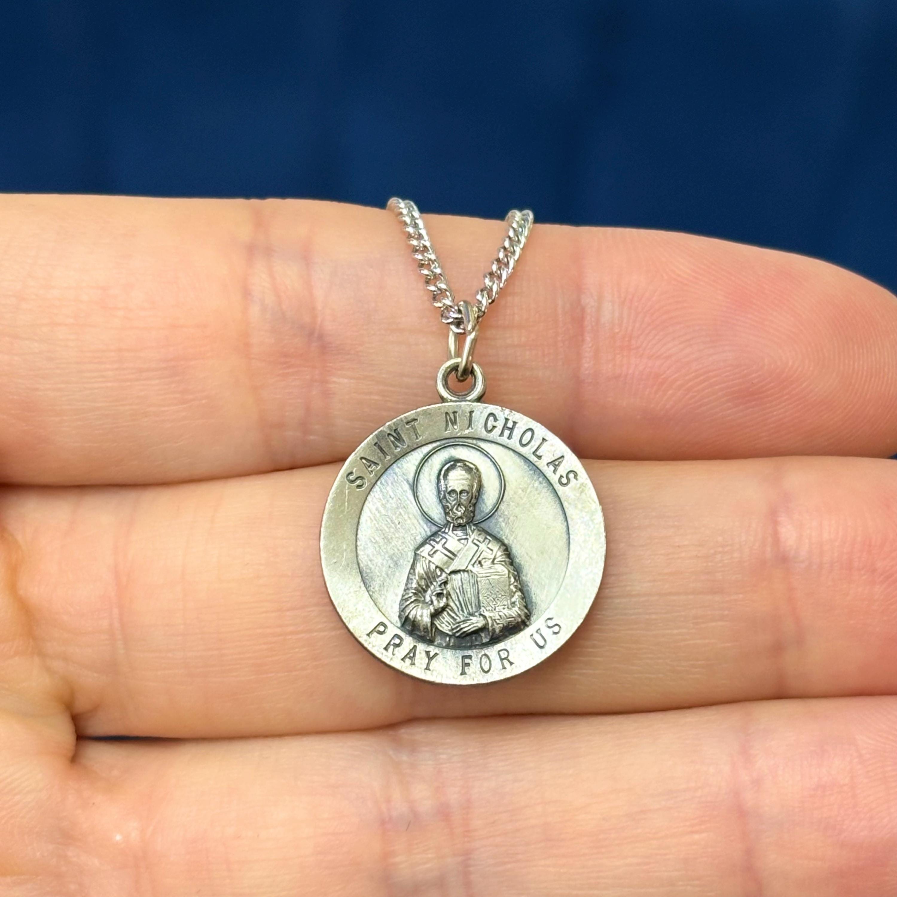 Sterling Silver St. Nicholas Medal 18”Necklace