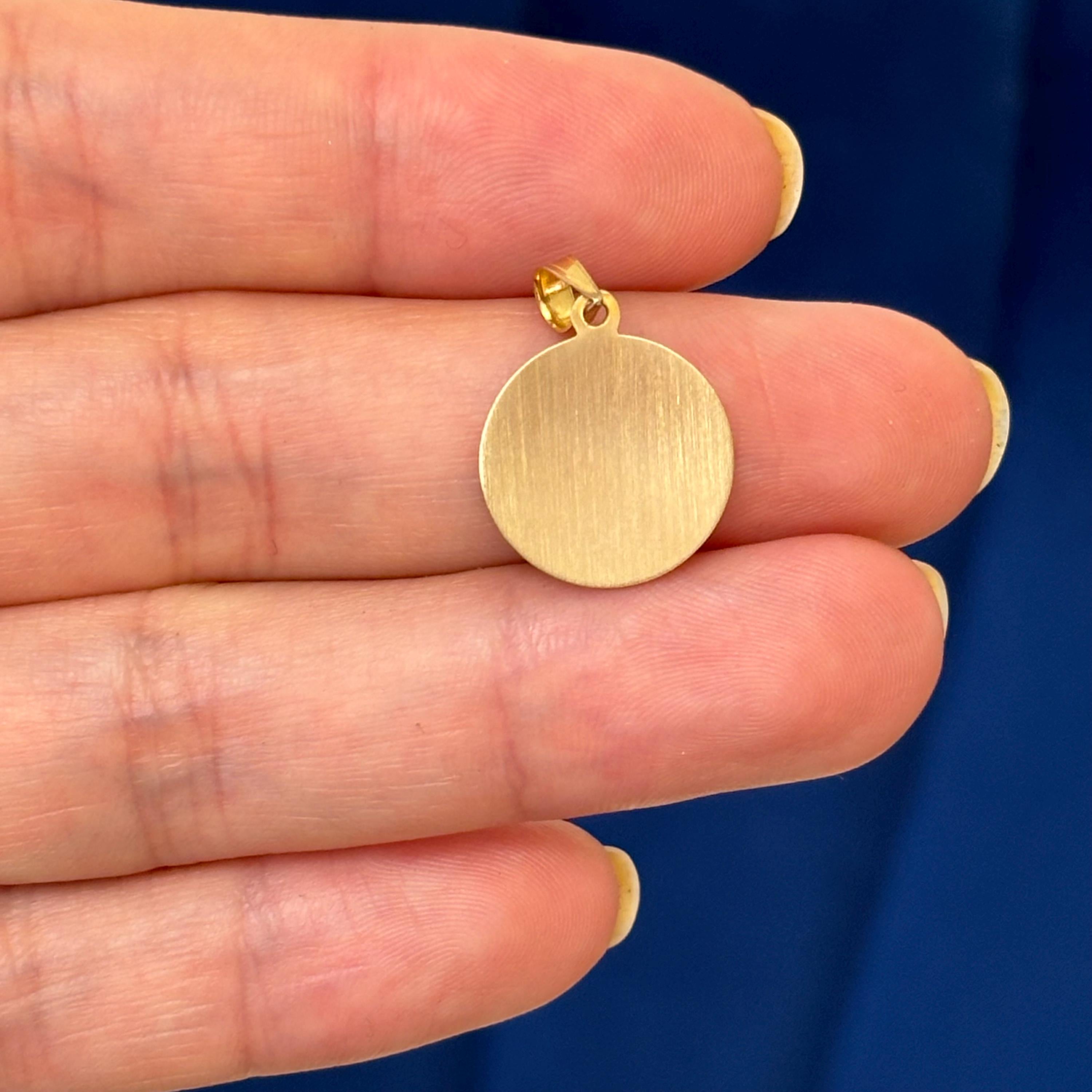 14k Gold St Matthew Medal Polished and Matte Pendant