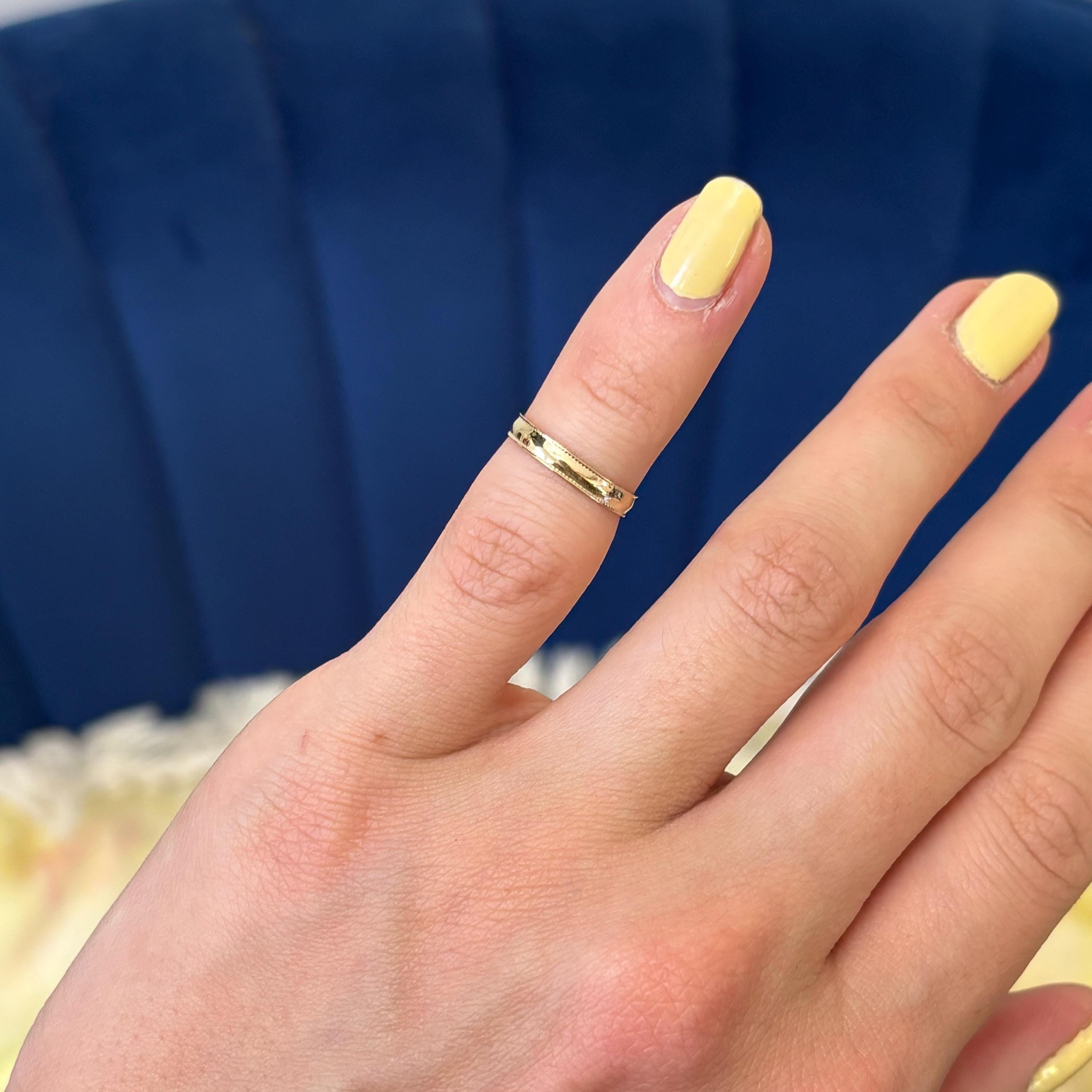 14k Yellow Gold Milgrain Adjustable Open Toe Ring