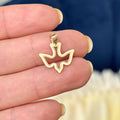 10k Gold  Dove Polished Beaded Charm Pendant