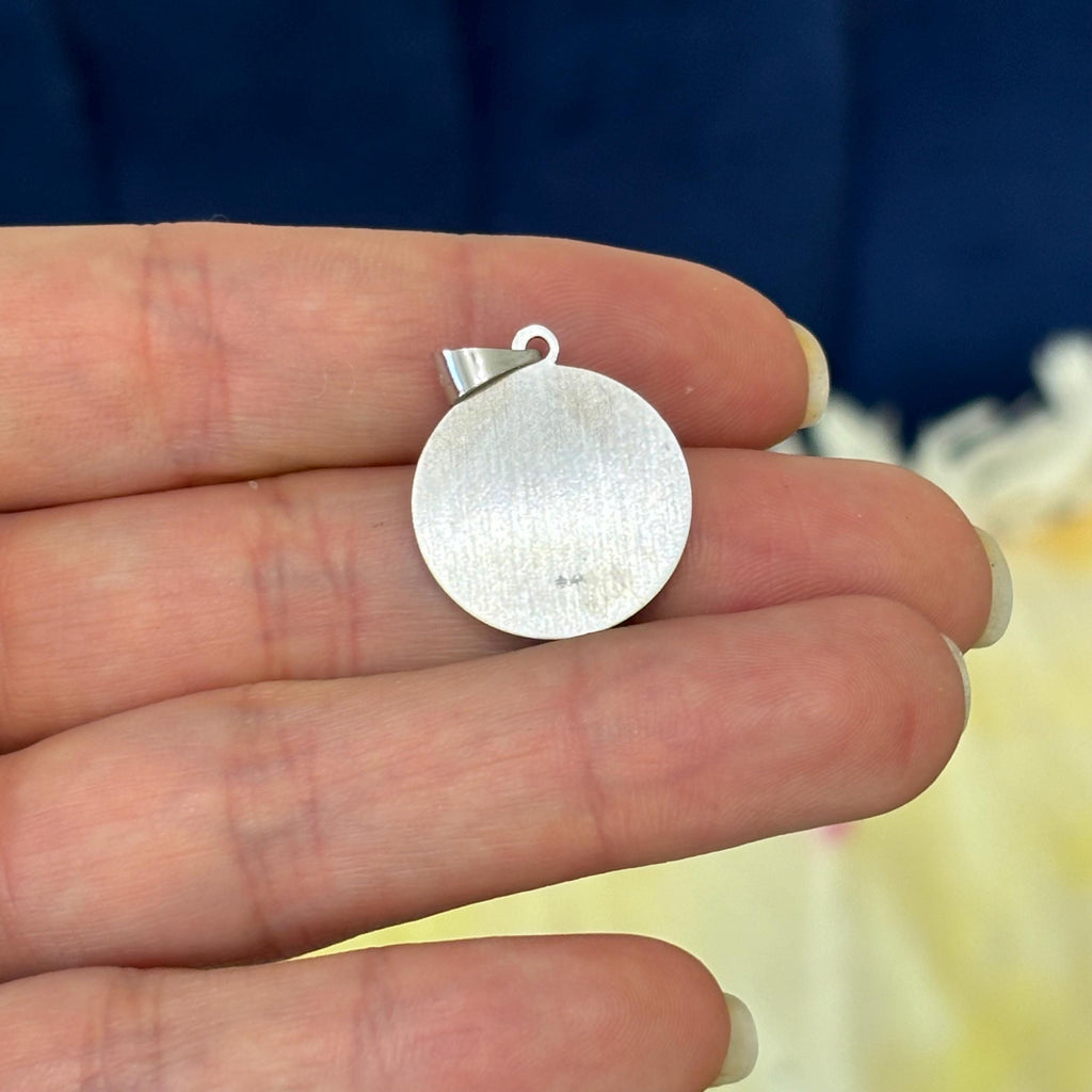 14k White Gold Satin and Polished Pope Francis Round Medal Pendant