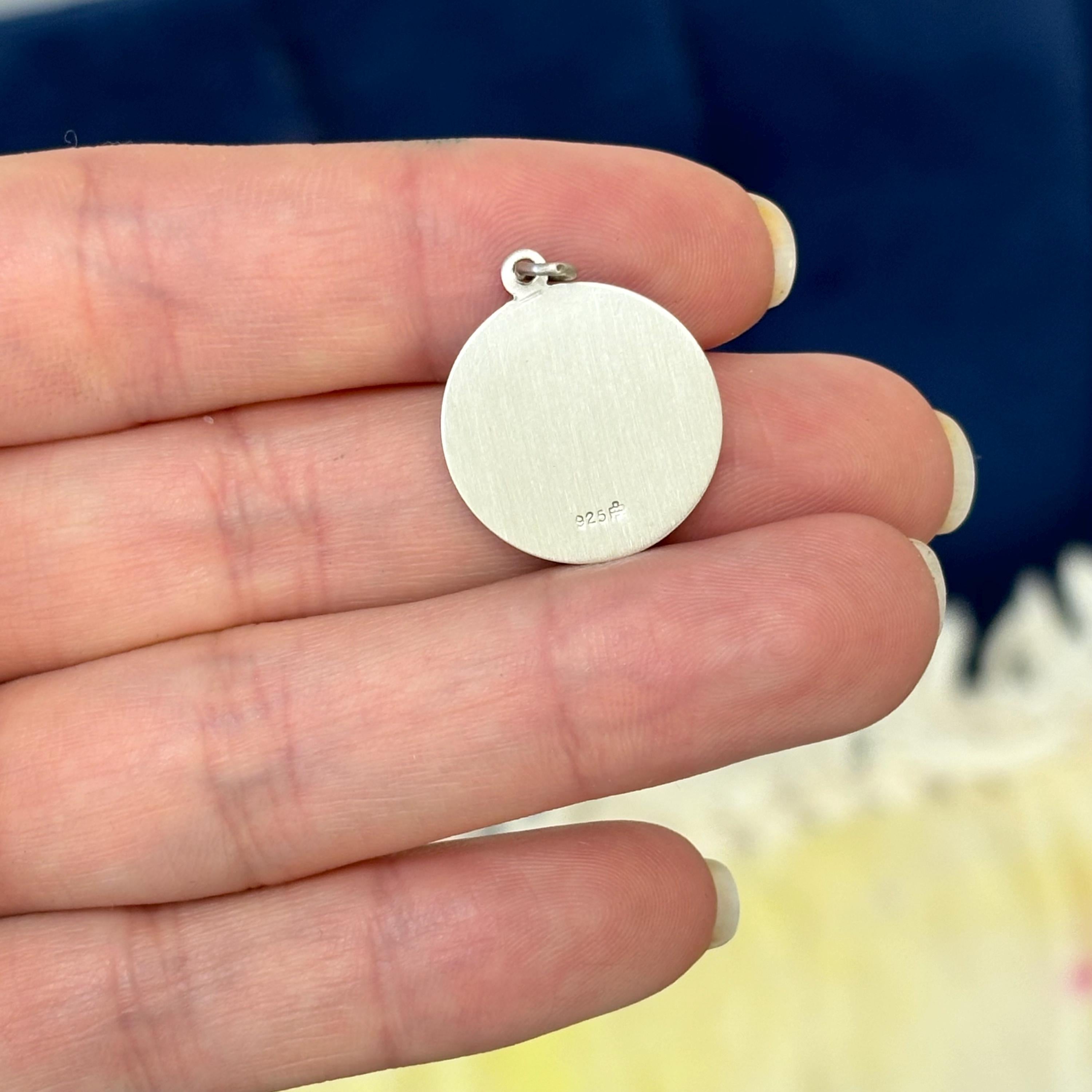 Sterling Silver Antiqued and Brushed Pope Francis Round Medal Pendant