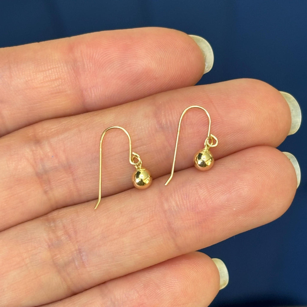 14K Yellow Gold 4mm Bead Balls Pair NO WIRES INCLUDED