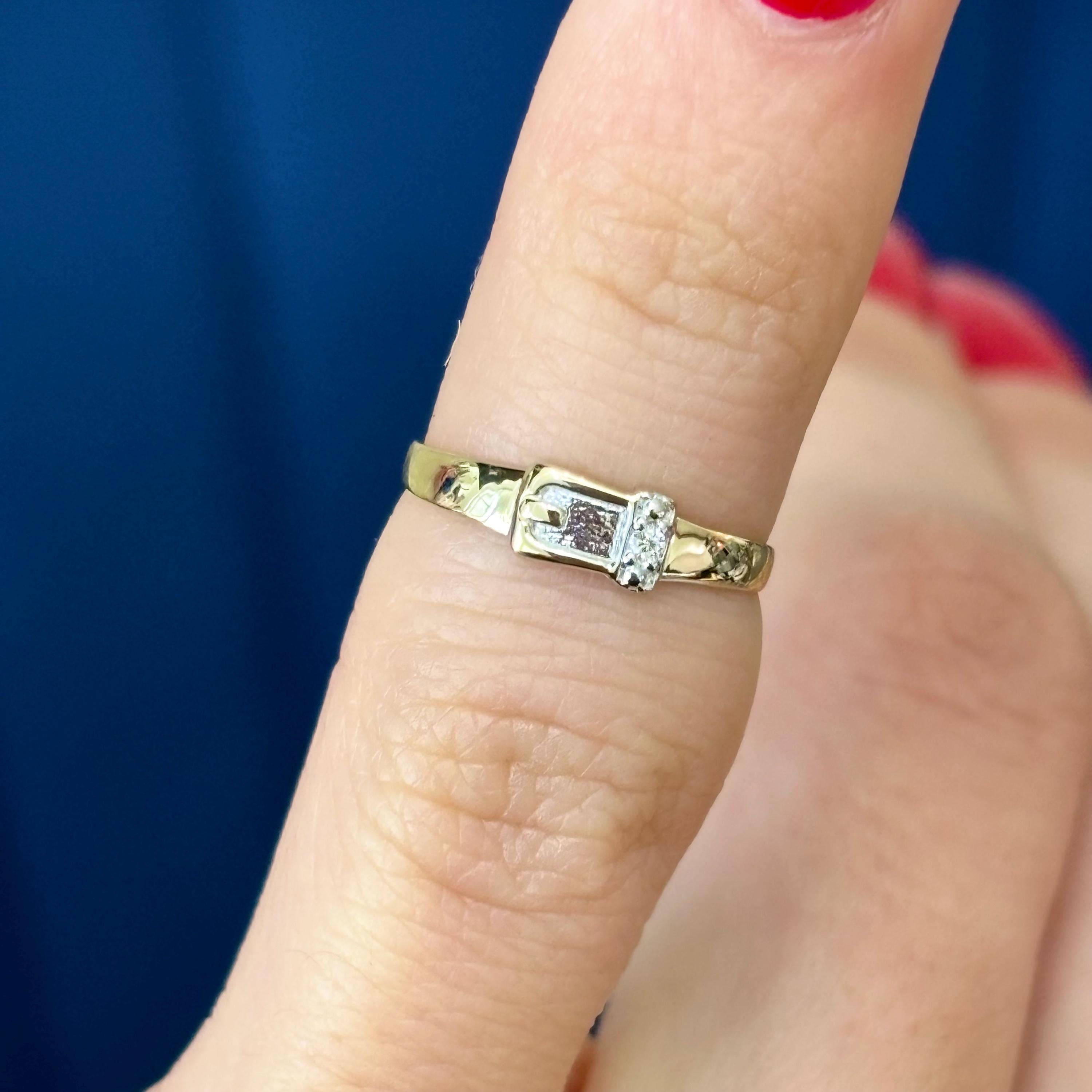 14k Gold and Diamond Buckle Open Band Toe Ring
