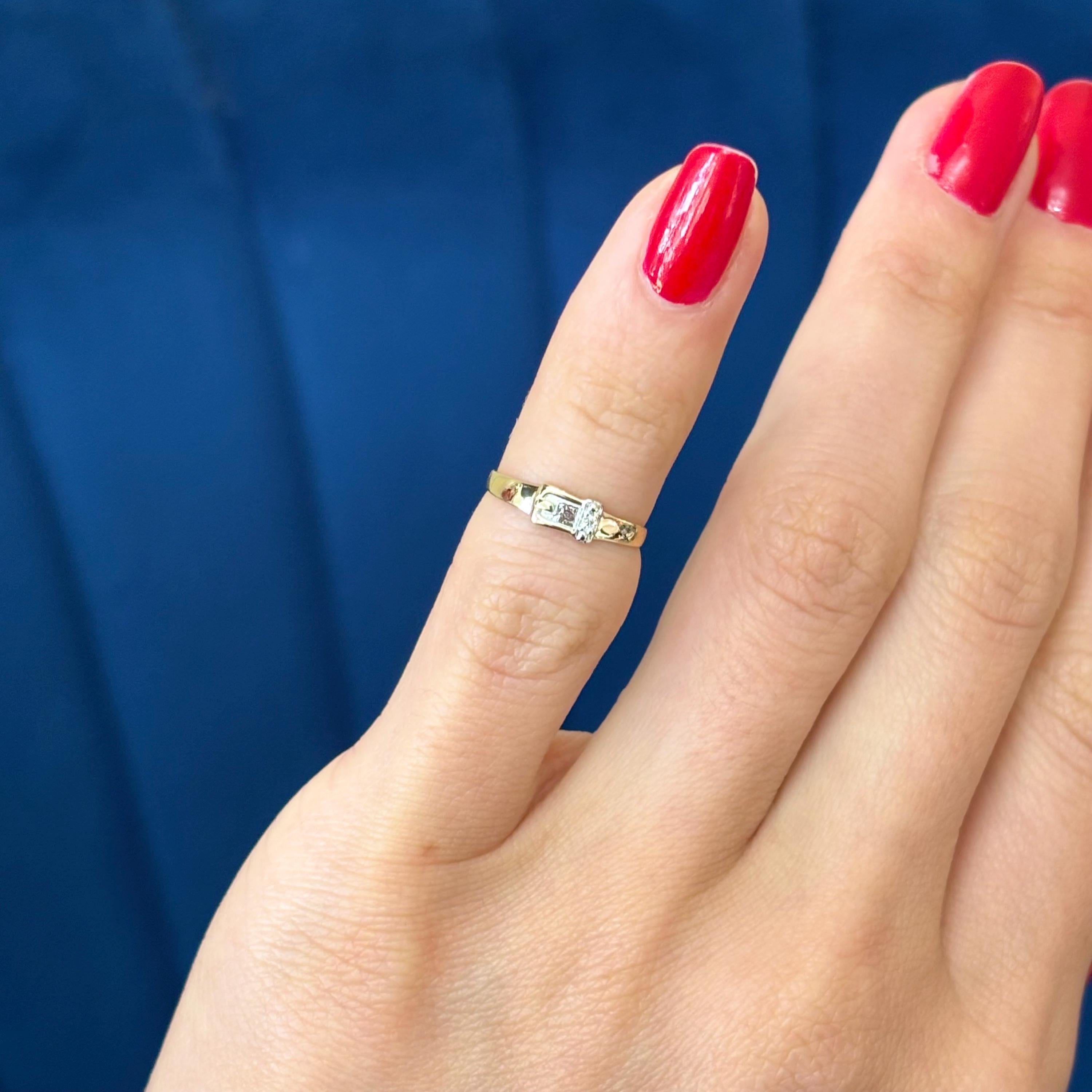 14k Gold and Diamond Buckle Open Band Toe Ring