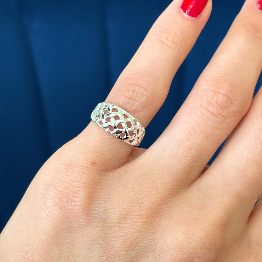 Sterling Silver Lattice Weave Open-design Toe Ring