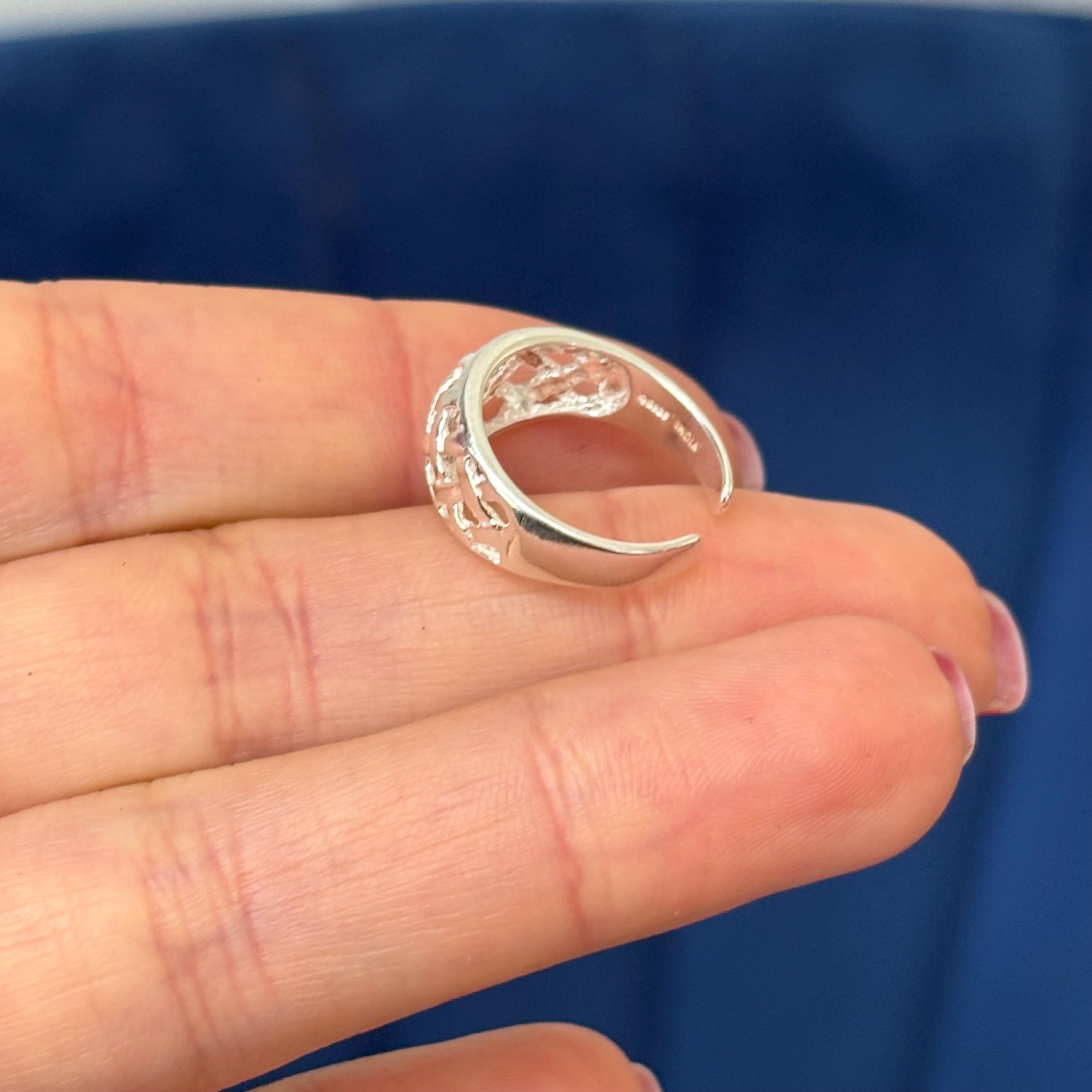 Sterling Silver Lattice Weave Open-design Toe Ring