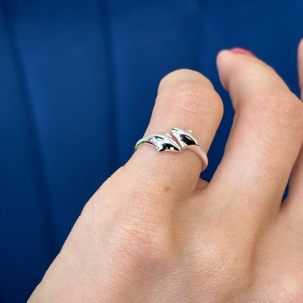 Sterling Silver Two Dolphins Toe Ring