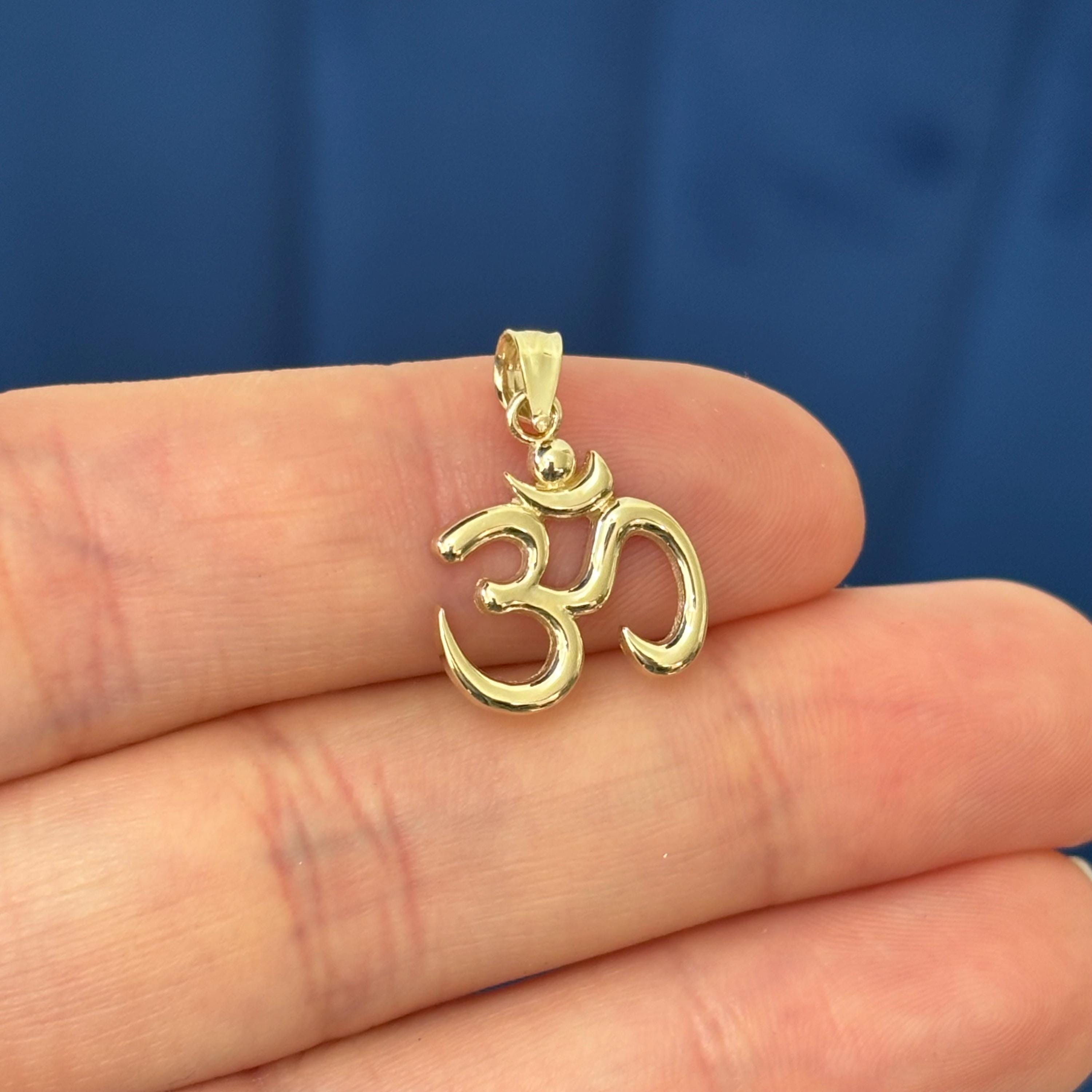 14k Gold Om Symbol Small Pendant Charm