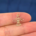 14k Gold Polished Small Angel and Heart Charm Pendant