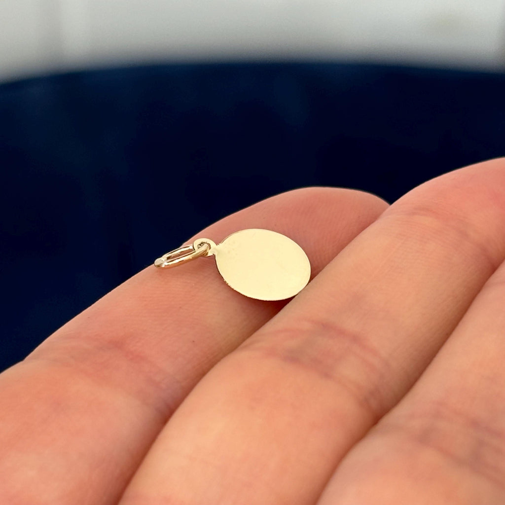 10K Plain Engraveable Disc Charm Pendant Small Mini 11.5mm .018”