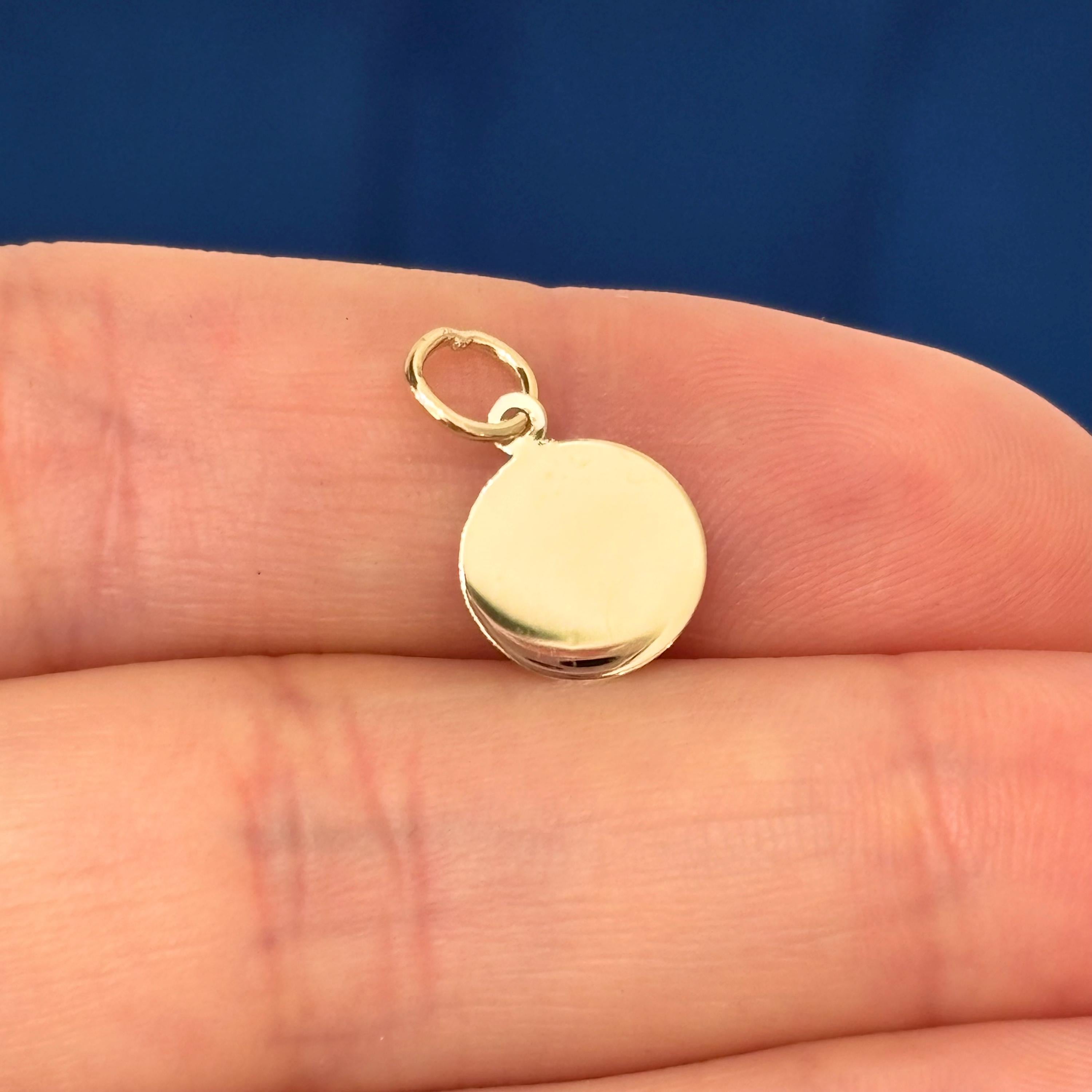Custom Engraving “T” 10K Plain Engraveable Disc Charm Pendant Small Mini 11.5mm .018”