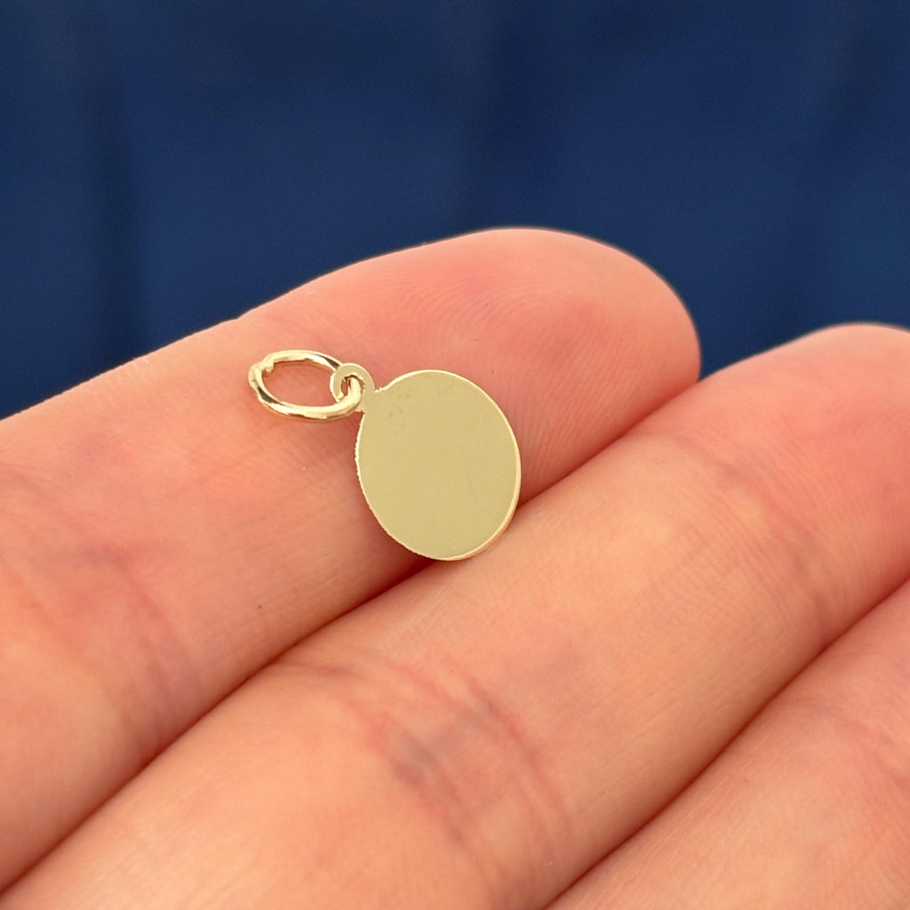 10K Plain Engraveable Disc Charm Pendant Small Mini