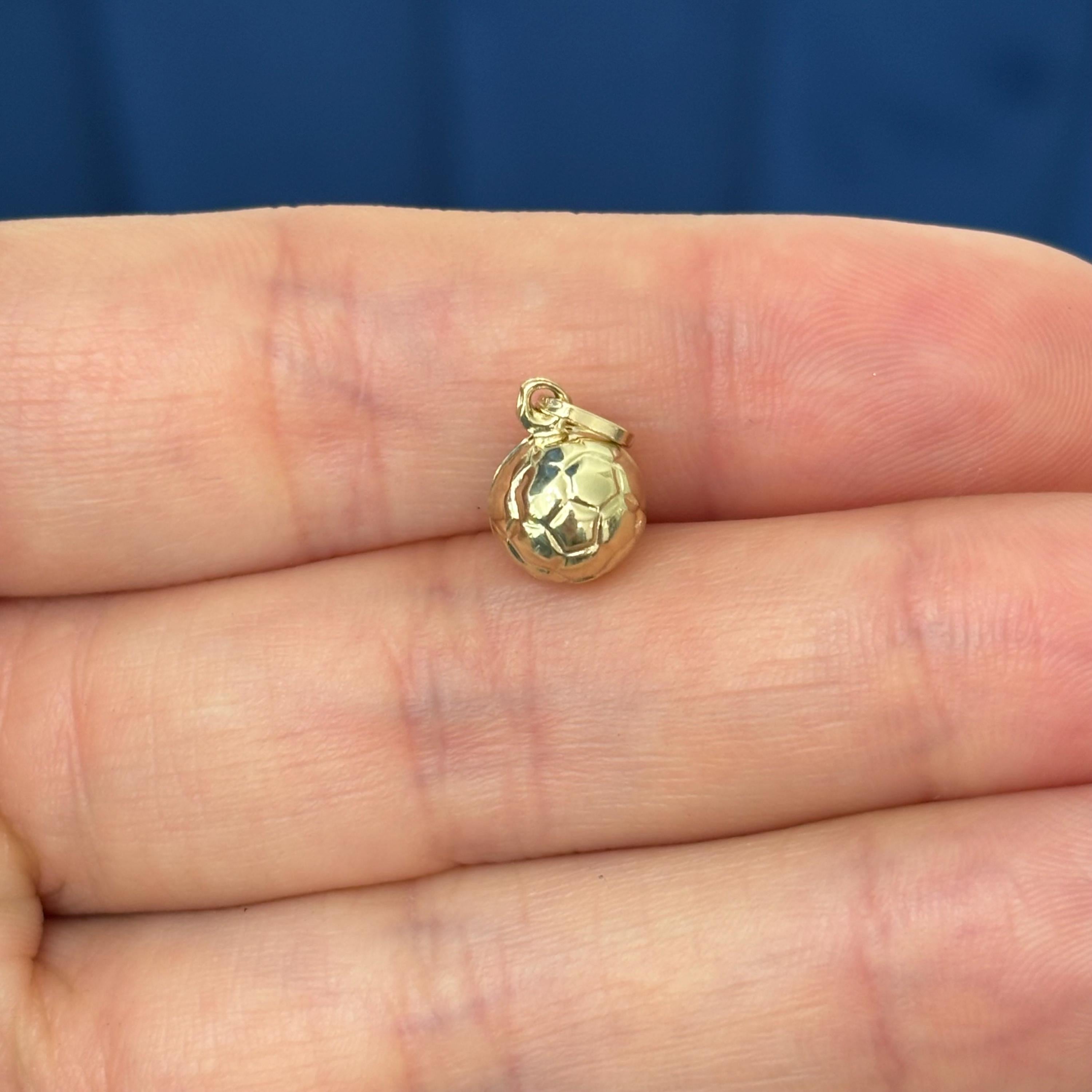 14k Gold 3D Small Soccer Ball Pendant Tiny Charm