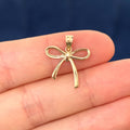 14K Gold Tiny Ribbon Bow Charm Pendant