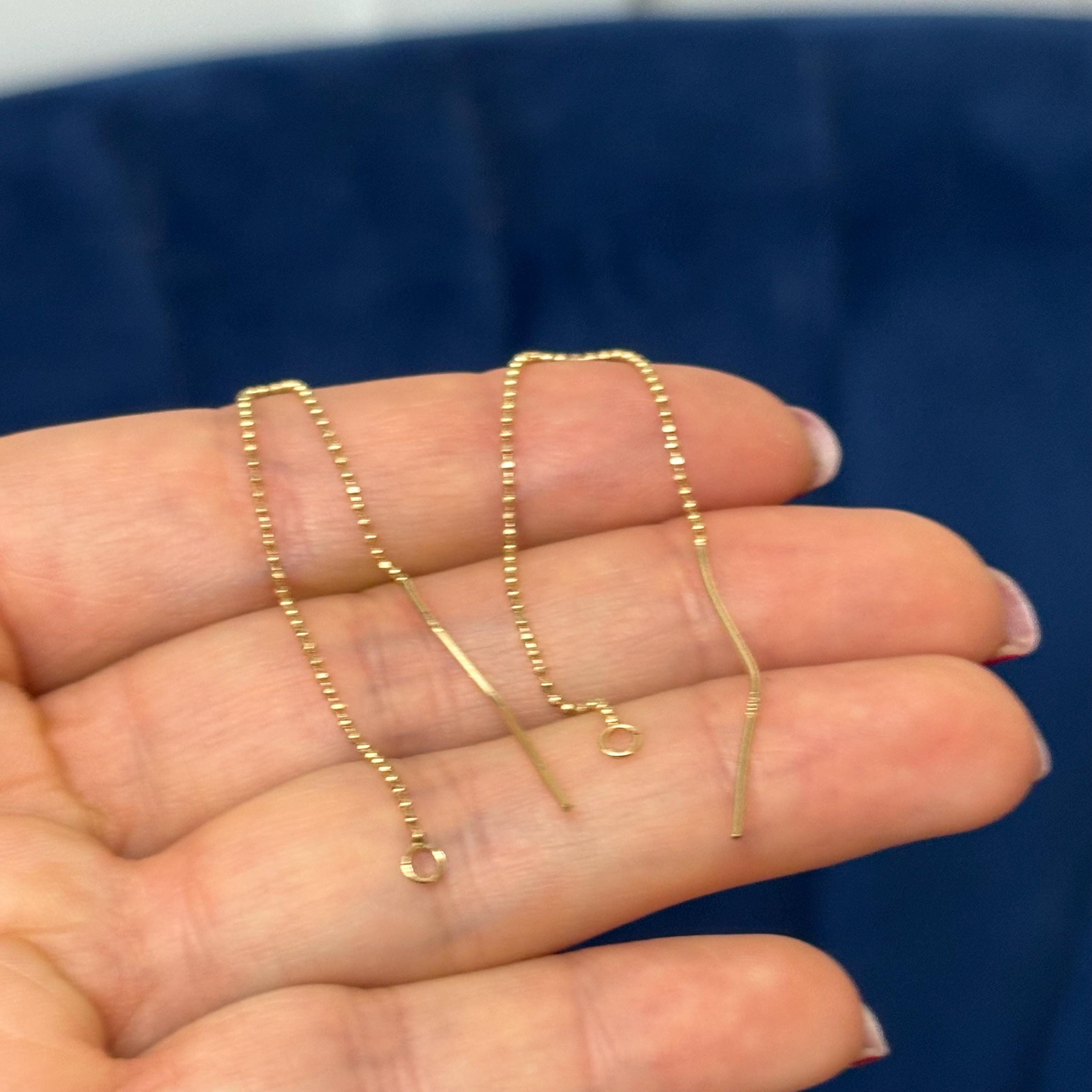 14k Pair of Threader Earring Wire Components with Open Ring to Add Charm