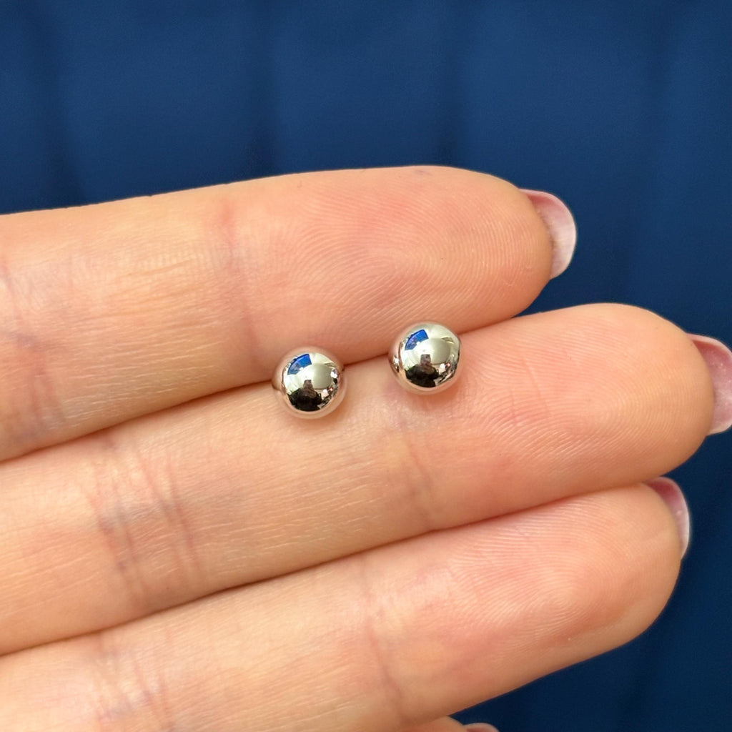 14k White Gold 6mm Ball Post Earrings