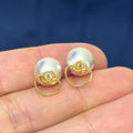 Sterling Silver and Gold-tone Knotted Hearts Front and Ball Back Post Earrings