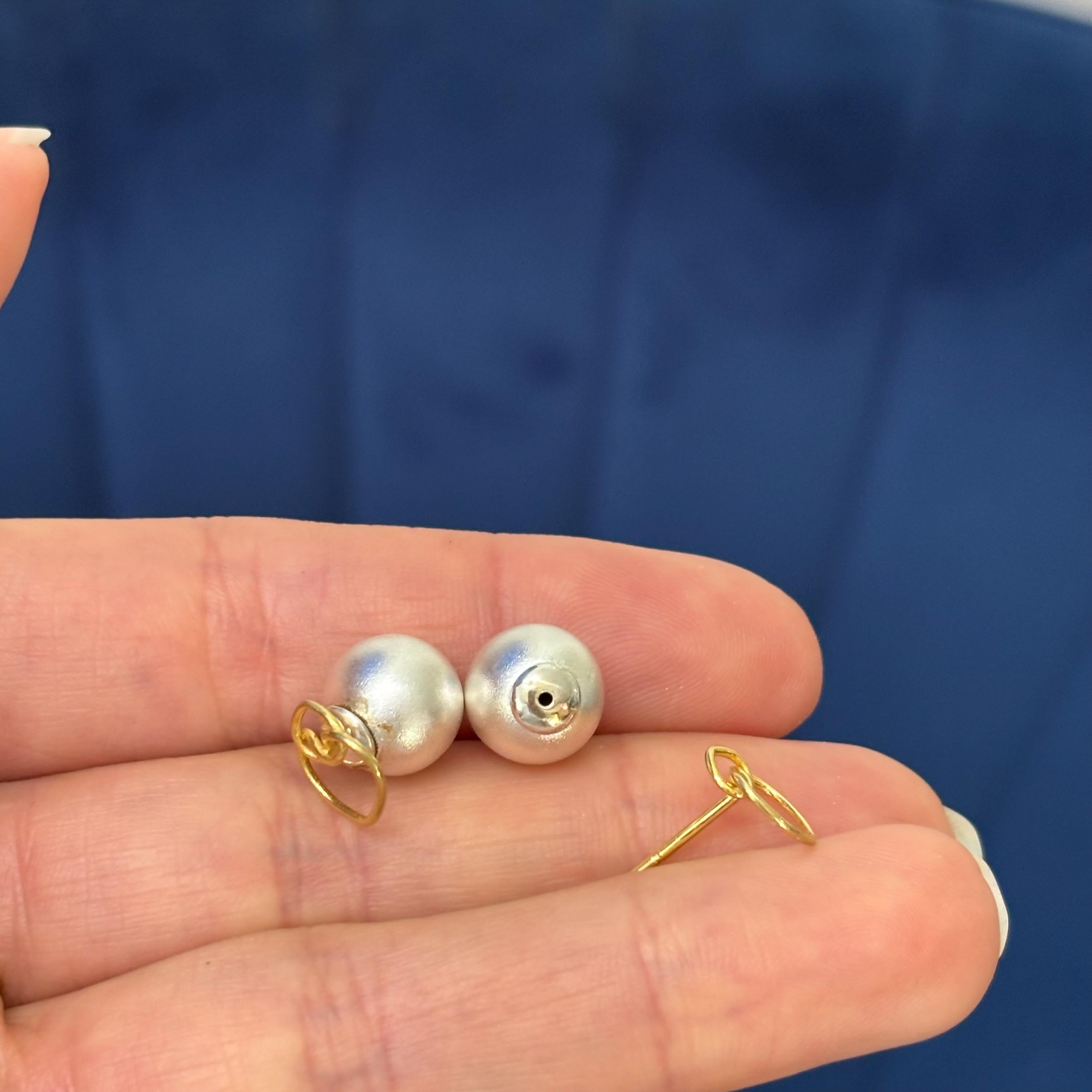 Sterling Silver and Gold-tone Knotted Hearts Front and Ball Back Post Earrings