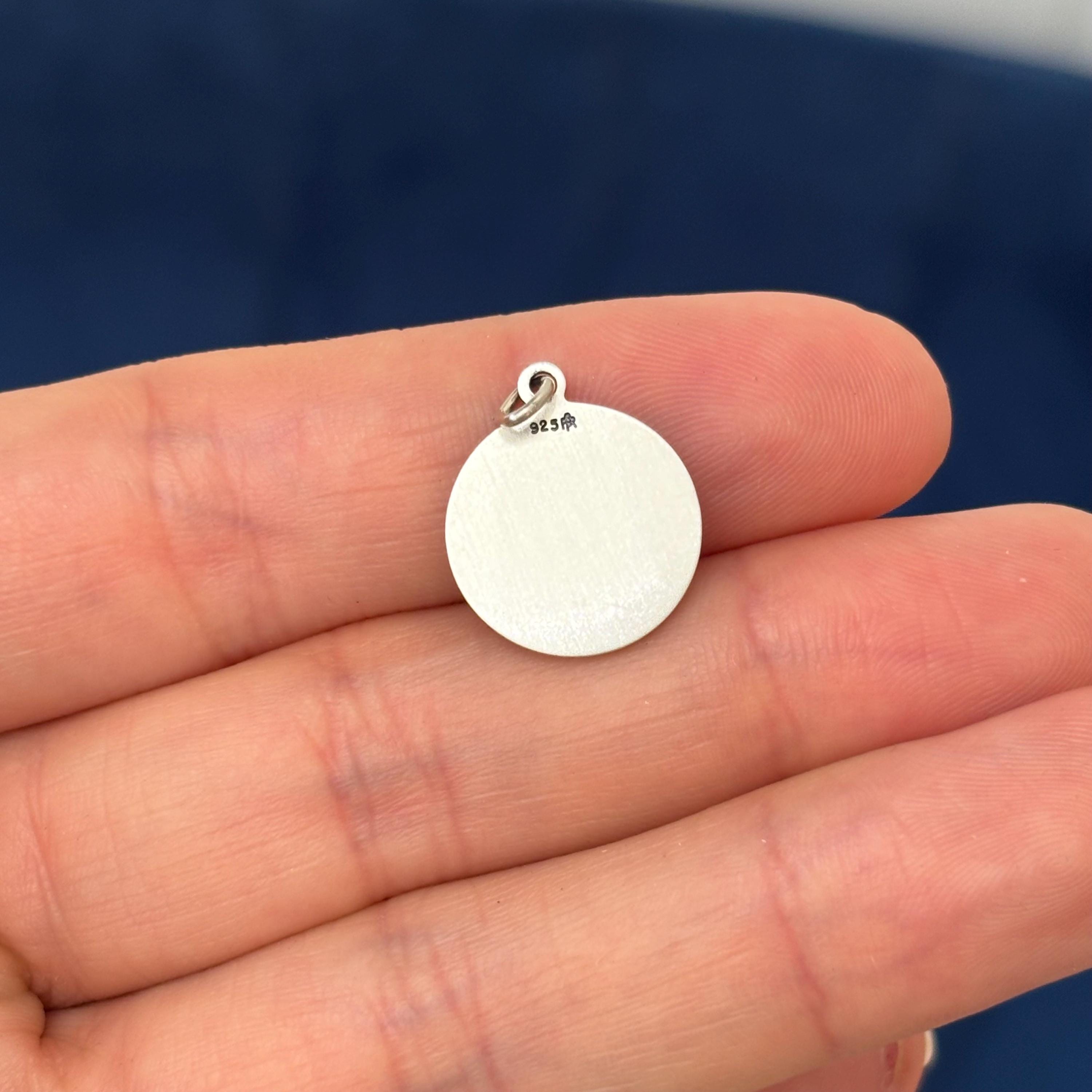 Sterling Silver Antiqued St Roch Round Medal Pendant
