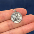 Sterling Silver Antiqued St Jude Thaddeus Round Medal Pendant