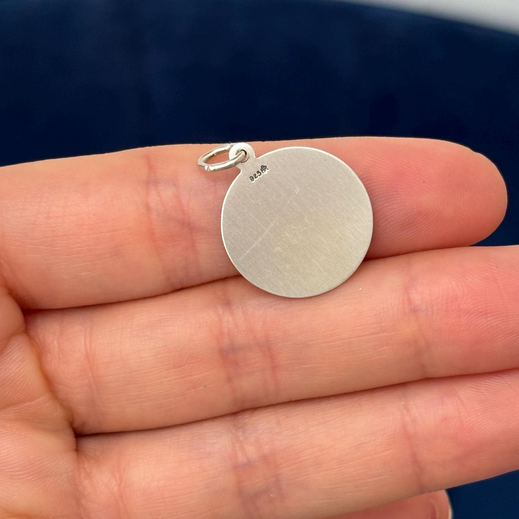 Sterling Silver Antiqued St Jude Thaddeus Round Medal Pendant