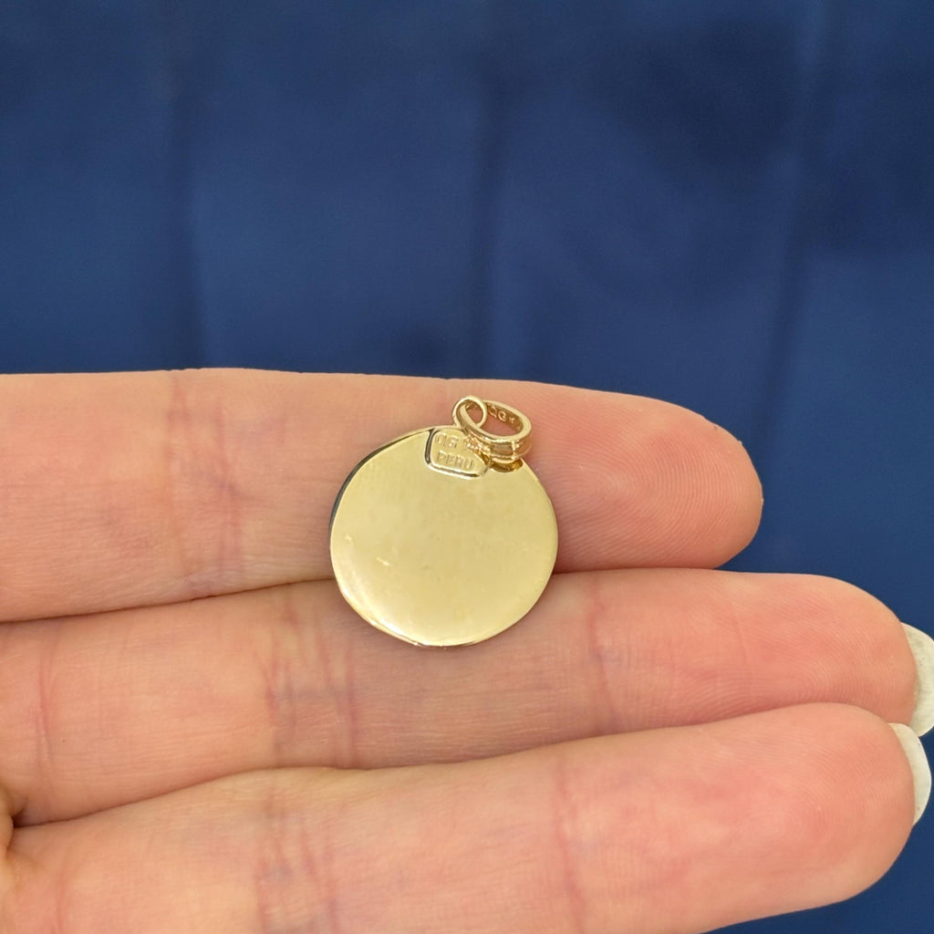 14k Gold St Christopher Round Medal Solid Pendant