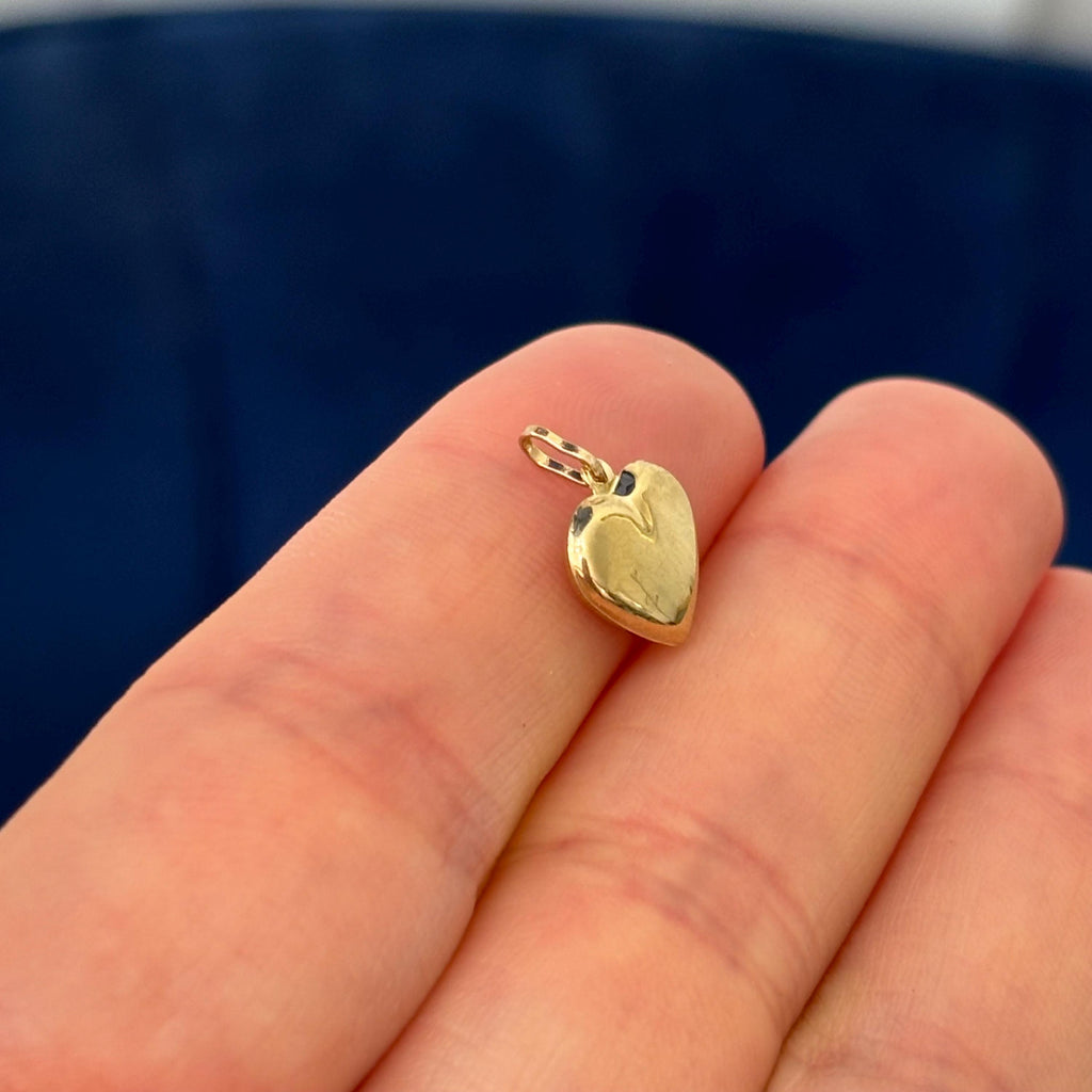 14K Gold Heart Puffed Charm Pendant Tiny
