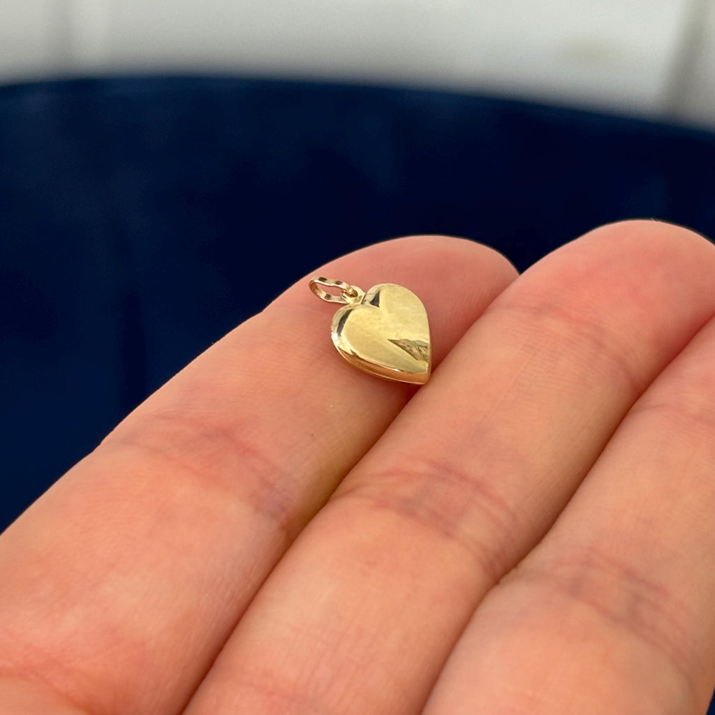 14K Gold Heart Puffed Charm Pendant Tiny