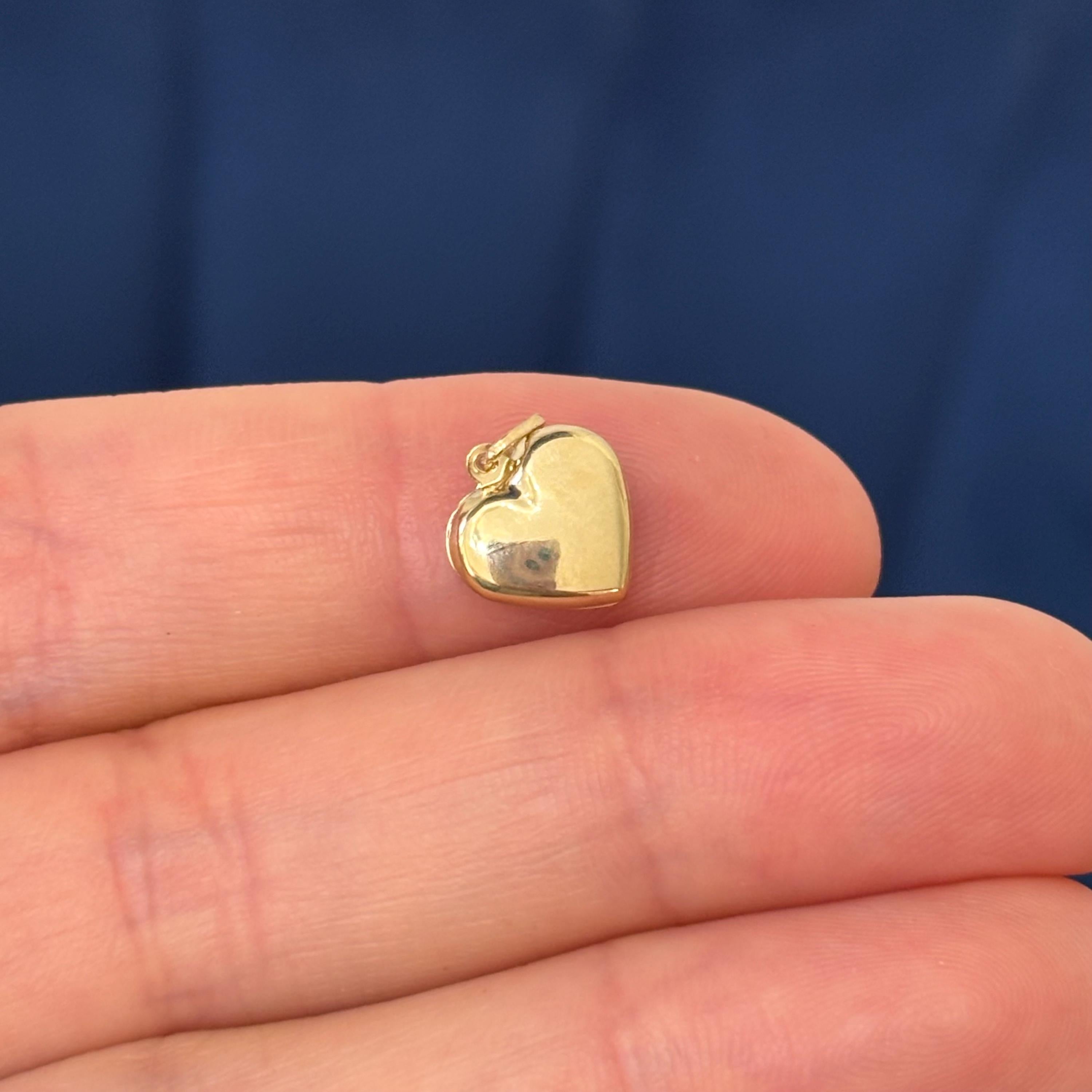 14K Gold Heart Puffed Charm Pendant Tiny