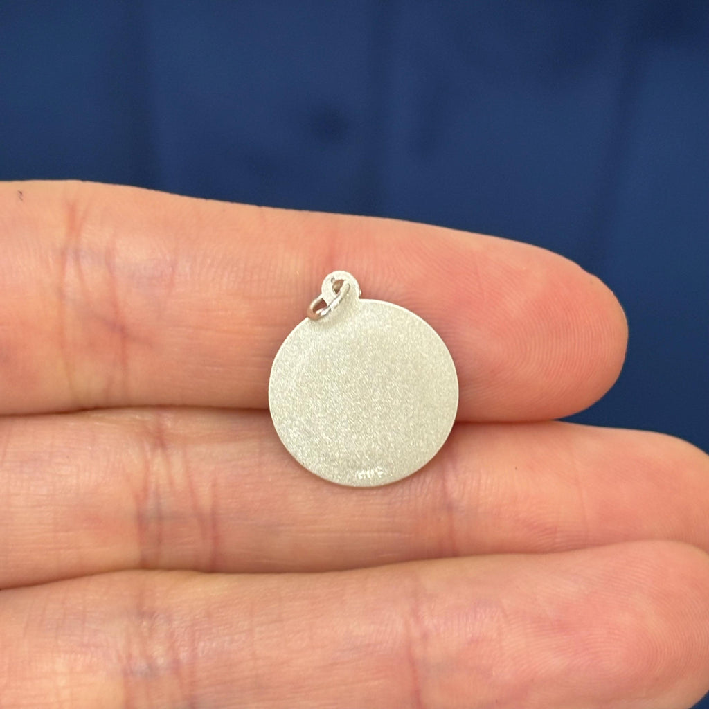 Sterling Silver Antiqued St Dismas Round Medal Pendant